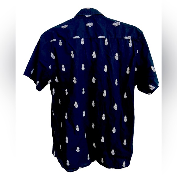 Molokai Surf Pineapple Black & White Pattern Beach Button Down Shirt Men’s L - Picture 4 of 5